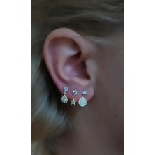 Erer Gümüş Gümüş 3 Tek Bayan Taşlı Küpe NZ136D2653