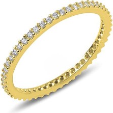 Erer Gümüş Gümüş Ince Tek Sıra Taşlı Bayan Tamtur Yüzük