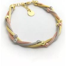 Erer Gümüş Gümüş 3 Renk Dorika Toplu Bayan Bileklik HS3625E3