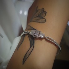 Erer Gümüş  Gümüş Baget Taşlı Bayan Bileklik EL98E63