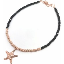 Erer Gümüş Gümüş Siyah Taşlı Yıldızlı Halhal GL12T36