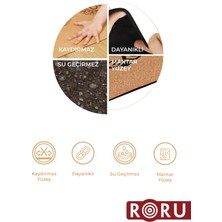 Roru Concept Cork Doğal Mantar Kauçuk Kaydırmaz Yoga Egzersiz Matı 173 x 61 cm 3 mm Nemli Eller İçin