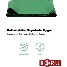 Roru Concept Sun Kaydırmaz Seyahat Yoga Egzersiz Matı 183 x 68 cm 2.5mm, Kuru - Nemli Ellere, Kauçuk, Yeşil