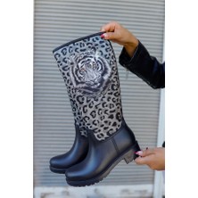 Sea & Blue Shoes Leopar Baskılı  Kadın Yağmur Çizmesi