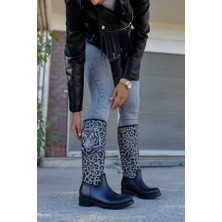 Sea & Blue Shoes Leopar Baskılı  Kadın Yağmur Çizmesi