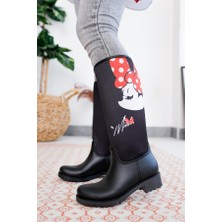 Sea & Blue Shoes Minnie Mouse Imza Baskılı  Kadın Yağmur Çizmesi