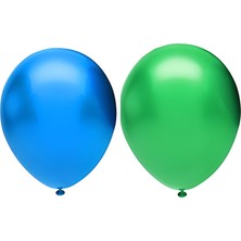 Hknys 12 Adet Metalik Balon  Açık  Yeşil - Mavi - Helyum Gazı Uyumludur.-Açılış Balonları