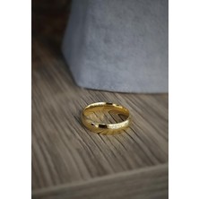 Erer Gümüş  Kararmaz Gümüş 4 mm Altın Kaplama Alyans Yüzük