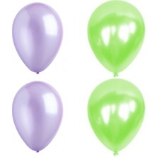 Hknys 100 Adet Metalik Balon  Açık  Yeşil - Lila   - Helyum Gazı Uyumludur.-Açılış Balonları