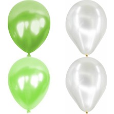 Hknys 75 Adet Açık Yeşil- Beyaz Metalik Balon  5 Metre Balon Zinciri Hediyemizdir