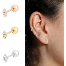 Erer Gümüş Gümüş Taşlı Tragus Kıkırdak Piercing Tek Küpe HS96E9
