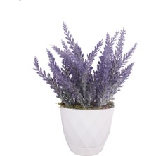 Nettenevime Yapay Çiçek Lavanta Beyaz Saksıda Masa Çiçeği