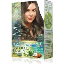 Maxx Deluxe 2 Paket Natural Beauty Amonyaksız Saç Boyası 8.11 Yoğun Açık Küllü Kumral