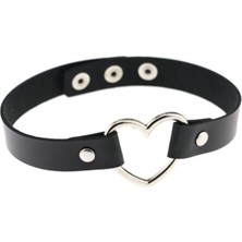 Daily Fashion Tasarım Kadın Kalp Detay Deri Choker Tasma Kolye