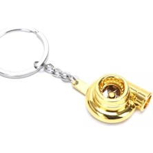 Key Rings Turbo Tasarımlı Anahtarlık-Metalik Krom Gold Renk