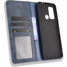 Wansheng Moto G60 / Moto G40 Için Deri Telefon Kılıfı - Mavi (Yurt Dışından)