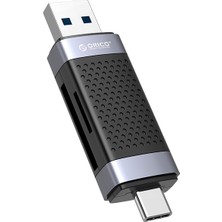 Orico Type-C ve USB Sd Tf Dual Başlıklı Kart Okuyucu, Siyah, CD2D-AC2