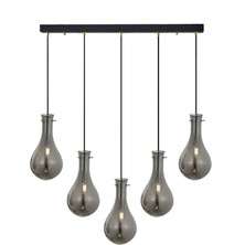 Modi Lighting Siyah Füme Camlı 5li Avize MOD-4459-5F