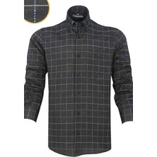 Varetta Erkek Siyah Kareli Uzun Kol Klasik Kesim Yaka Düğmeli Gömlek