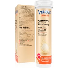 Validus Daily Force C Vitamini 1000 Mg + Panax + Ginseng Efervesan Tablet