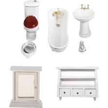 Honeyge 1/12TH 8pcs Banyo Küveti Ayna Kutusu Dolap Set Bebek Ev Mobilyaları (Yurt Dışından)