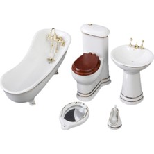 Honeyge 1/12TH 8pcs Banyo Küveti Ayna Kutusu Dolap Set Bebek Ev Mobilyaları (Yurt Dışından)