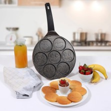 Serenk Fun Cooking Gülen Yüz Alüminyum Döküm Granit Kaplama Pankek Tava 26 cm