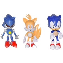 Elifeshop ES928-3 Sonic Hedgehog Eklemli Koleksiyon Figür Oyuncak Seti Kirpi Sonic Metal Sonic Miles Tails 3lü