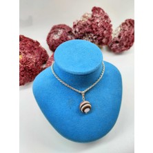 Doğal Taş Delisi Mat Alacalı Akik Doğal Taş Kolye Ucu (47 cm Zincir Dahil)