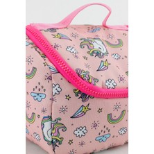 Kaff Gökkuşağı Unicorn Desenli Pembe Yıkanabilir Isı Korumalı Kız Beslenme Çantası