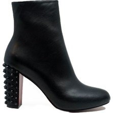 Trendytopuk Siyah Hakiki Deri Bootie - Lılıth