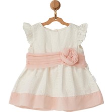 Andywawa Kız Bebek Gül Detaylı Ekru Elbise AC22577