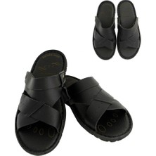 Berat Sandalet - Terlik - Deri - Hac ve Umre Için - Siyah Renk- 36 Numara