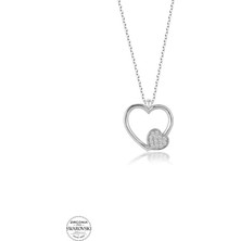925 Gümüş Swarovski Zirconia Kalp 925 Ayar Gümüş Kolye