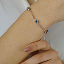 925 Gümüş 925 Ayar Gümüş Nazar Boncuklu  Bileklik