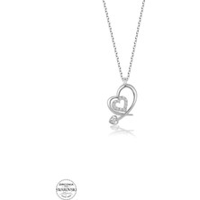 925 Gümüş Swarovski Zirconia Ikimiz 925 Ayar Gümüş Kolye