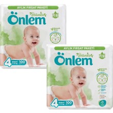 Önlem Botanika Aylık Fırsat Paket Bebek Bezi Maxi 4 Numara 7-14 kg 2 x 100'lü