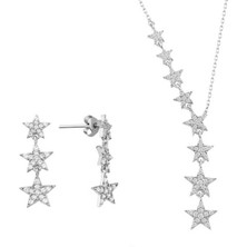 Harem Altın Takım Yıldızı Ikili Gümüş Set Üçlü Küpe GMS2091