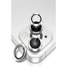 Caseart Apple iPhone 14 Alüminyum Alaşım Temperli Cam Kamera Lens Koruyucu - Gümüş