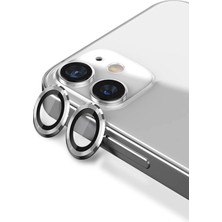 Caseart Apple iPhone 12 Alüminyum Alaşım Temperli Cam Kamera Lens Koruyucu - Gümüş