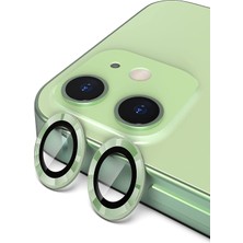 Caseart Apple iPhone 12 Mini Alüminyum Alaşım Temperli Cam Kamera Lens Koruyucu - Yeşil