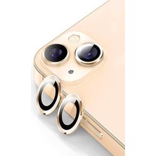 Caseart Apple iPhone 13 Alüminyum Alaşım Temperli Cam Kamera Lens Koruyucu - Gold