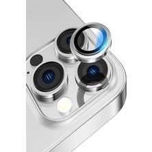 Caseart Apple iPhone 12 Pro Alüminyum Alaşım Temperli Cam Kamera Lens Koruyucu - Gümüş