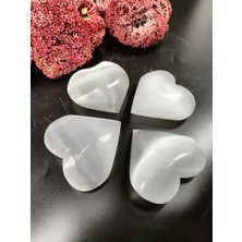 Doğal Taş Delisi Selenit Kalp Dekoratif Doğal Taş (Sertifikalı) (1 Adet)