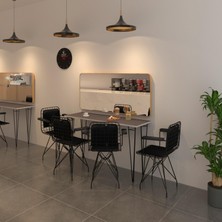 Kenz Life  Knsz Masa Sandalye Takımı HEM75MAZLUM Grisyh 140*040 Klçsm 4 Sandalye Syhsyh Kolçaklı Sırt Minderli