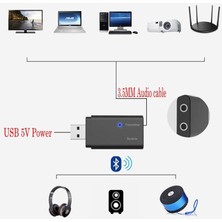 Profisher USB Bt V4.2 Stereo Müzik Ses Verici Alıcı Adaptörü Aux 3.5mm Avrcp