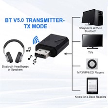 Profisher USB Bt 5.0 Handsfree Kablosuz Verici Alıcı Stereo Ses Adaptörü Dahili Mikrofon Aux