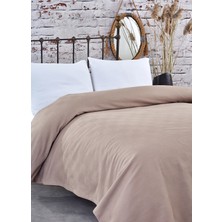 Komfort Home Tek Kişilik Dama Desen %100 Pamuk Pike / Sütlü Kahve