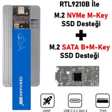 JEYI ICESHARK M.2 NVMe (M-Key) ve M.2(NGFF) SATA B-Key B+M-Key SSD to USB 3.1 Type-C GEN2 Çevirici Dönüştürücü Adaptör Harici Taşınabilir Alüminyum SSD Muhafaza Kutusu