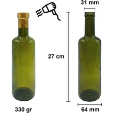 Afracam 500 cc Yeşil Zeytinyağı Kilitli Kapaklı ve Kapüşonlu 500 ml Yuvarlak Cam Şişe 1 Adet